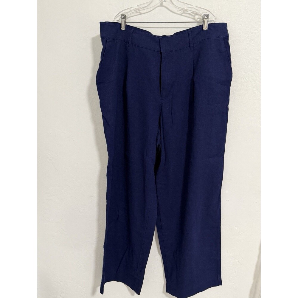 NWT A New Day Women’s Size 16 Regular Navy Linen Blend Wide Leg Cropped Pants